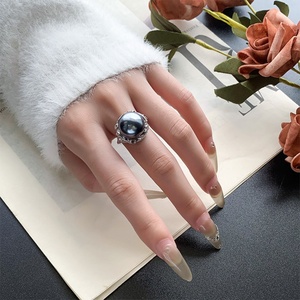 Factory Wholesale Fashion Jewelry Eco-friendly Copper 14MM Golden Shell Pearl Vintage Gold Plated <b>Ring</b> for Daily Wear - Product Image 6
