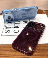 Coque de téléphone transparente antichoc en PC avec support de protection d'appareil photo scintillant de luxe pour iPhone 18 17 16 15 14 13 Pro Max