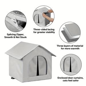 Abri extérieur confortable pour chats, tente imperméable et résistante aux morsures avec grand espace, maison pliable pour chats - Product Image 3