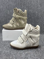 Stivali Corti Donna con Tacco Invisibile Nuova Collezione Autunno/Inverno 2026 in Pelle Scamosciata con Chiusura a Strappo, Scarpe Sportive Casual Alte - Stile Europeo