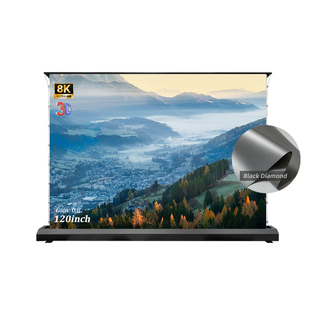 120Inch Electric Motorized Floor Rising Projector Screen 4K 16:9 Black Diamond ALR Portable 1-Year Warranty Long Throw