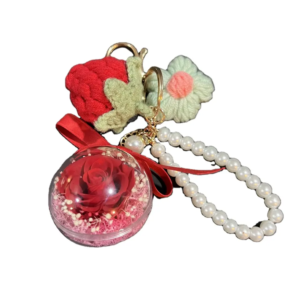 RAW PICTURE long lasting roses key chain small exquisite gift for friend eternal rose Preserved Rose key chain