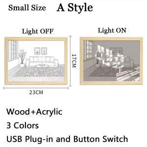 Lámpara de Noche LED Novedosa con Arte Fotográfico de Ilusión 3D, Luces Decorativas ABS con Marco de Pintura, Decoración para el Hogar, para Dormitorio - Product Image 4