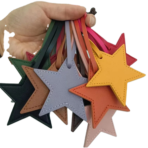Thời trang sao hình dạng vành da Keychain dễ thương bọc Sao Mặt Dây chuyền năm cánh sao Móc Khóa hành lý tag biểu tượng tùy chỉnh với dây thừng - Product Image 1