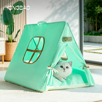 YOMOBA Tente pour animaux de compagnie de luxe moderne couleur macaron, abri d'été triangulaire pour chat et chien, entièrement démontable, coussin indépendant, rangement facile, super pratique
