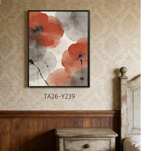 Arte de Pared en Lienzo con Diseño de <span class=keywords><strong>Amapola</strong></span> Roja China, <span class=keywords><strong>Pintura</strong></span> Floral Oriental Moderna para Decoración del Hogar, Sala de Estar y Dormitorio - Product Image 2