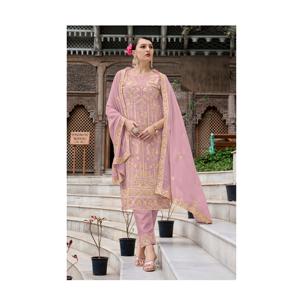 <b>Top</b> Quality Readymade Collection Salwar Kameez with Faux Georgette with Heavy Embroidery and Moti Work Pakistani Suit for Export - Product Image 1
