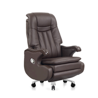 Fauteuil de Direction Électrique Multifonctionnel en Cuir Véritable Sans Solvant, Fauteuil Inclinable Moderne pour Bureau, Domicile et Chambre
