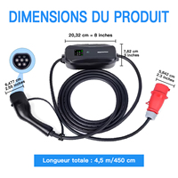 Cargador portátil TDT 11KW con interfaz de corriente ajustable Tipo 2 Funciones de carga de reserva de entrada de 380V-Nuevo