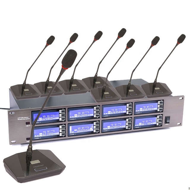 Professional 8 Channels Uhf Wireless Microphone for Conference Rooms
