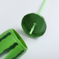 Vente en gros 600ml tasse de jus en forme de pastèque avec paille pour bar de fête
