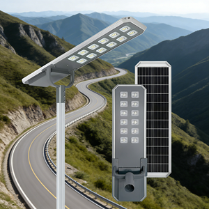 Vente flash : lampadaire solaire LED tout-en-un pour extérieur, étanche, corps en alliage d'aluminium, indice de protection IP65, pour l'éclairage <span class=keywords><strong>routier</strong></span> - Product Image 1