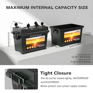 Boîte à batterie solaire Boman 12V, étanche IP67, avec deux ports USB, pour le camping, les activités de plein air, les équipements marins - Product Image 2