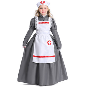 Costume da Infermiera Vittoriana per Bambine, Travestimento da Florence Nightingale per Ragazze, Halloween, Carnevale, Settimana del Libro, Cosplay con Cappello - Product Image 1