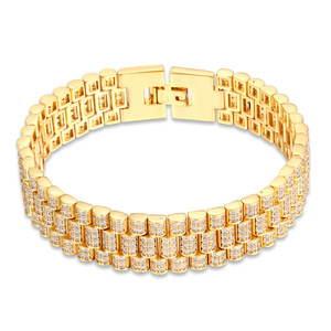 Bracelet de montre en laiton pour hommes, AAA CZ, plaqué or 18K, vente en gros, 2020 - Product Image 3