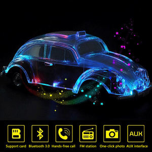 ลำโพงไร้สายรูปทรงรถแท็กซี่โฟล์คเต่าวินเทจ  ตัวเครื่องโปร่งใส ไฟ RGB กระพริบได้  รองรับ TF USB FM  มินิซับวูฟเฟอร์ตกแต่ง - Product Image 5