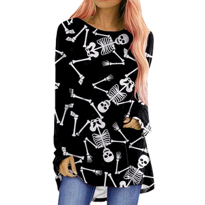 <strong>Women's</strong> Custom O-Neck Long Sleeved Casual Oversize Shirts Hot Sale Pumpkin Ghost Printed <strong>Top</strong> Tee <strong>Halloween</strong> Style - Product Image 3