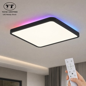 โคมไฟเพดาน LED ทรงสี่เหลี่ยมทันสมัย พร้อมรีโมทคอนโทรล ติดตั้งบนพื้นผิว สีดำอะคริลิก สำหรับห้องนอน ห้องนั่งเล่น แสงสว่างภายในอาคาร - Product Image 1