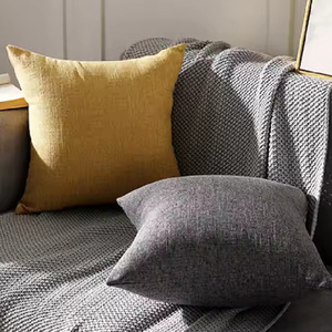 Carré à carreaux moderne solide ferme toile de jute 100% lin tissu <span class=keywords><strong>housse</strong></span> de <span class=keywords><strong>coussin</strong></span> pour lit <span class=keywords><strong>canapé</strong></span> <span class=keywords><strong>canapé</strong></span> banc - Product Image 5