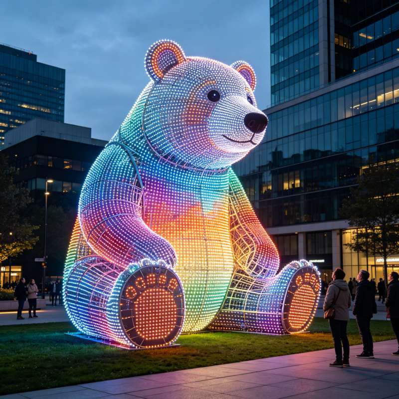 Outdoor Giant 3D LED Polar Bear Motif Light Sustainable Custom Size Commercial Sculpture Decoration for City Square Landscape
