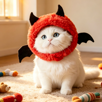 Serre-tête en peluche douillet tête de chat démoniaque, accessoire de costume amusant pour animaux de compagnie pour Halloween, accessoire photo mignon pour petits chiens et chats, fête cosplay