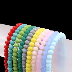 8mm Faceted Crystal Beads Pink Plated AB Color Rondelle Glass Strand Beads For Necklace making