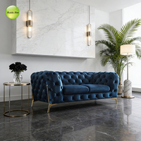 Canapé en tissu de luxe italien, fauteuil capitonné en velours doux haute densité avec pieds en métal doré pour salon/hall/hôtel/appartement