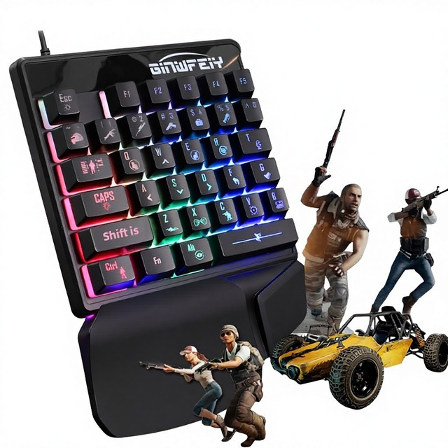 JX200 One-Handed Mechanical Gaming Keyboard with RGB Backlit Wired Interface Red/Green/Blue Options
