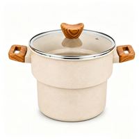 Casserole en céramique antiadhésive à double poignée, avec couvercle en verre, petite casserole en aluminium sans PFOA