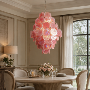 <span class=keywords><strong>Lampadario</strong></span> Vintage Francese in Vetro di Murano, Lampada a Sospensione di Lusso con Dischi Iridescenti Rosa a Forma di Petalo, per Villa, Soggiorno, <span class=keywords><strong>Camera</strong></span> <span class=keywords><strong>da</strong></span> <span class=keywords><strong>Letto</strong></span> - Product Image 4