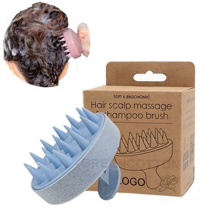 カスタムロゴ入りシリコン頭皮マッサージブラシ、シャンプーブラシ、頭皮マッサージツール、ヘアケアツール - Product Image 1