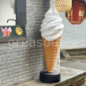 ประติมากรรมไอศกรีมขนาดใหญ่คุณภาพสูง พร้อมไฟตกแต่งร้านค้า รูปทรงโคนไฟฟ้า ไฟ LED ติดผนังภายนอกอาคาร สำหรับโปรโมชั่นดึงดูดลูกค้า - Product Image 2