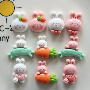 Dessin animé visage lumineux radis <span class=keywords><strong>lapin</strong></span> mignon bricolage <span class=keywords><strong>maison</strong></span> coque de téléphone couvre-chef accessoires Est 4 perles breloques en résine plastique - Product Image 2