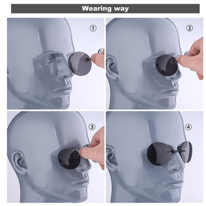 De moda de Mini sin montura gafas de sol <span class=keywords><strong>Clip</strong></span> en la <span class=keywords><strong>nariz</strong></span> Round Lens matriz Morfeo Vintage hombres, gafas de sol 2019 - Product Image 5