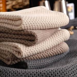 Chiffon de nettoyage de cuisine en coton 100% de haute qualité, doux, absorbant, tissé en nid d'abeille, type gaufré - Product Image 1