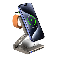 Station de charge sans fil 3 en 1 Chargeur sans fil magnétique portable pliable 15W Support pour téléphone portable Chargeur sans fil pliable