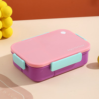 Boîte à lunch chauffable au micro-ondes Bencircle XW06, mignonne, 3 compartiments, 1450 ml, avec couverts, en PP, sans BPA, de qualité alimentaire, réutilisable