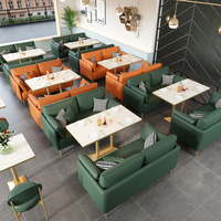 Ensemble de mobilier de luxe en cuir et marbre pour hôtel, café, bar commercial et restaurant : canapé, banquette, table et chaises