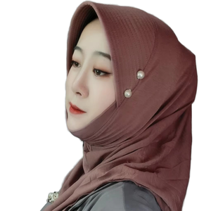 High Quality Solid Stretch Undercap Summer Scarf <b>Turban</b> Instant Hijab Muslim <b>Women</b> Four Seasons Middle East Breathable Polyester - Product Image 1