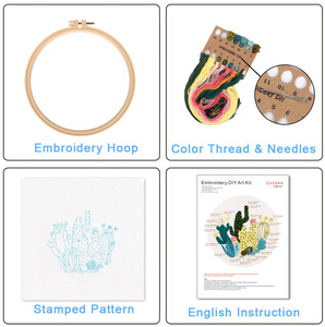 サボテン DIY 刺繍キット北欧植物綿針仕事クラフトクロスステッチアート壁画家の装飾 - Product Image 3