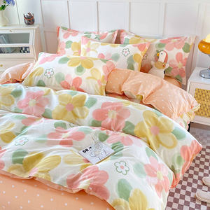 Copripiumino in cotone 100% di qualità di lusso moderno Set di lenzuola da giardino morbide traspiranti con fiori da giardino 4 pezzi Set di letti da casa pianta stampata - Product Image 3