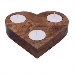 Heart Shape Wooden <b>Tea</b> <b>Light</b> Holder Rustic Home Decoration Valentine's Day Gift - Product Image 1