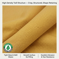 Tissu Sergé 100% Coton Biologique Certifié 108x56, Fil Teint Pur Coton, Matière pour Sac à Main Actif