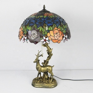 Lámpara de Mesa LED Tiffany de Estilo Europeo de 16 Pulgadas LongHuiJing, con Cúpula de Vidrio Emplomado, Base de Resina, Estilo Vintage, para Mesa de Noche u Oficina - Product Image 5