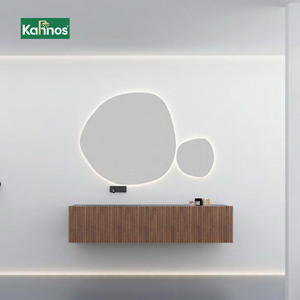 High End Minimalist <b>Bathroom</b> <b>Vanities</b> With Frameless Irregular Led Mirror Ample Storage <b>Vanity</b> Set For Modern Home - Product Image 1