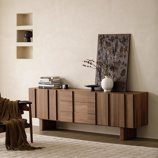 Mid Century Modern Walnut TV Stand Wooden Media Console Cabinet Entertainment Center for Living Room