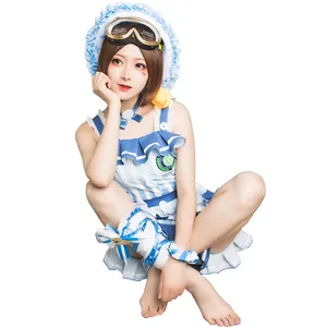 Modern Latest Custom-Made Full Leg Accessories Sailor Girl Mechanic Swimsuit Cos Blue Stripes