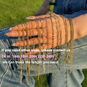 שרשרת מצופה זהב 18 קראט PVD, שרשרת נירוסטה, שרשרת בכמות גדולה, היפואלרגנית, עמידה במים, ללא שינוי צבע, תכשיטים DIY - Product Image 2