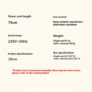 Casserole électrique multifonctionnelle 1-2 personnes Panier vapeur en PP Pot intérieur antiadhésif Capacité 2L Utilisation domestique Hôtel Extérieur - Product Image 6