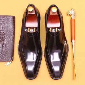 Chaussures de mariage pour homme en cuir véritable de style britannique, richelieus à bout, mocassins, chaussures de cérémonie, chaussures de cérémonie pour marié, chaussures de travail formelles, détail en pompon, respirantes - Product Image 1